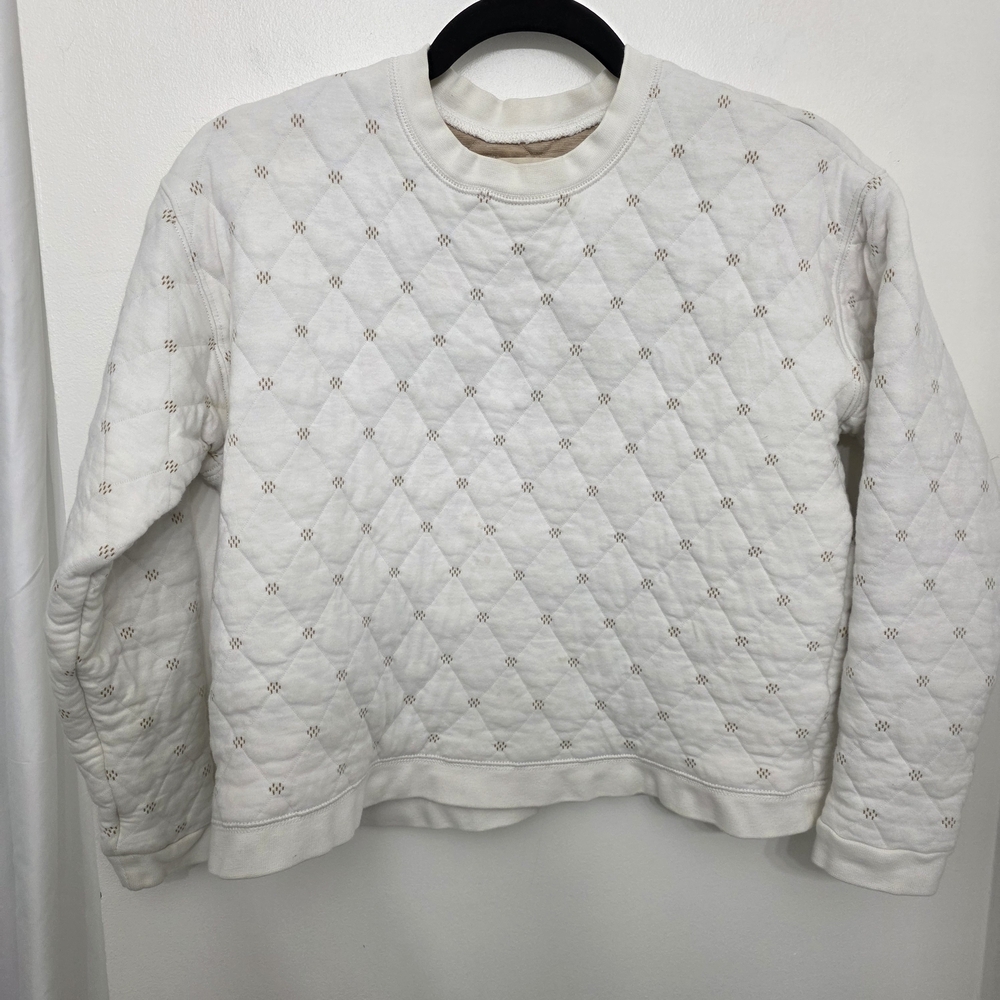Madewell Ivory Diamond-Pattern Crew Neck Sweater - Picture 1 of 8